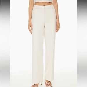 Babaton Agency Viscose Linen Blend High Rise Straight Leg Pants in White Sz 4‎